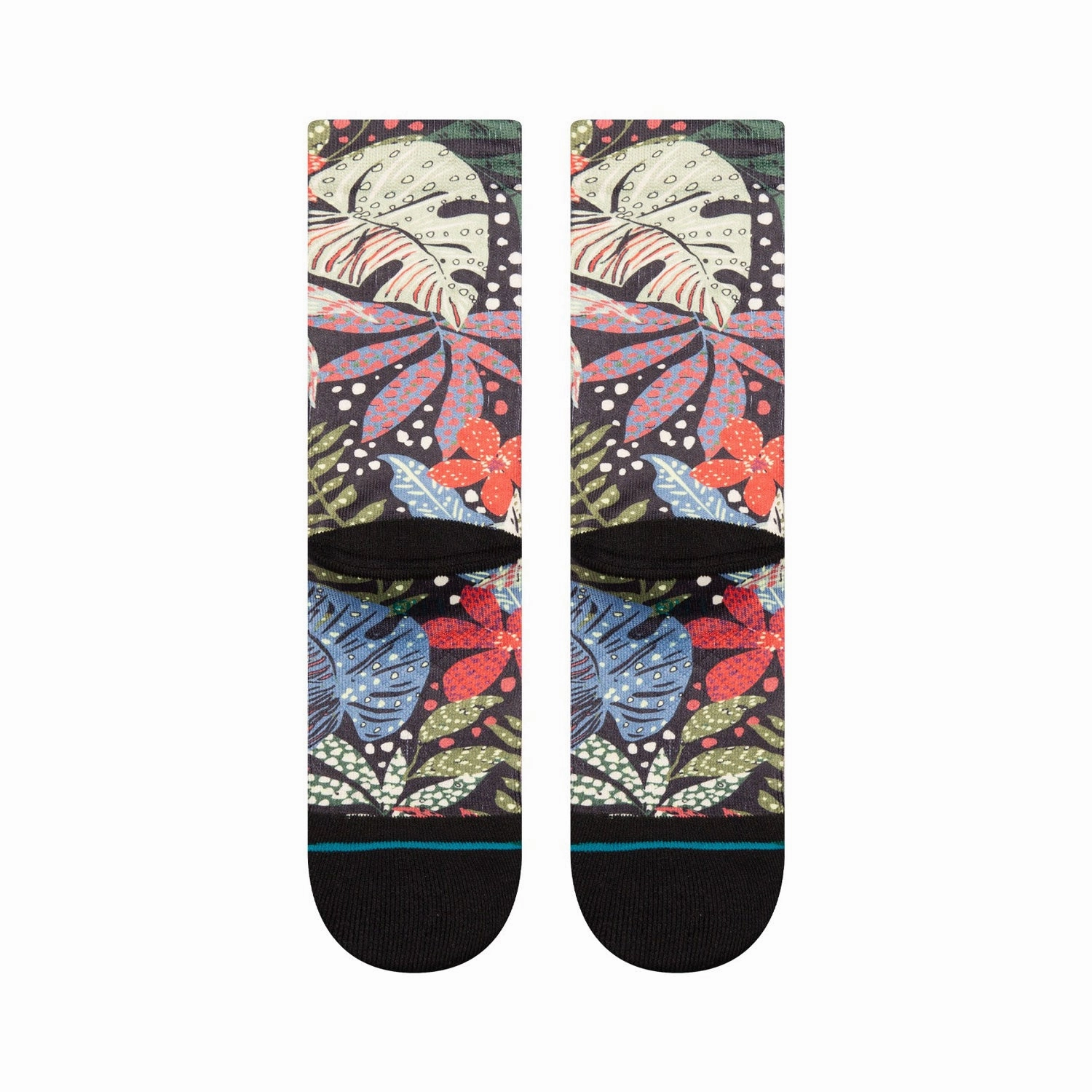Kids' Crew Socks - Seacret Garden - Black