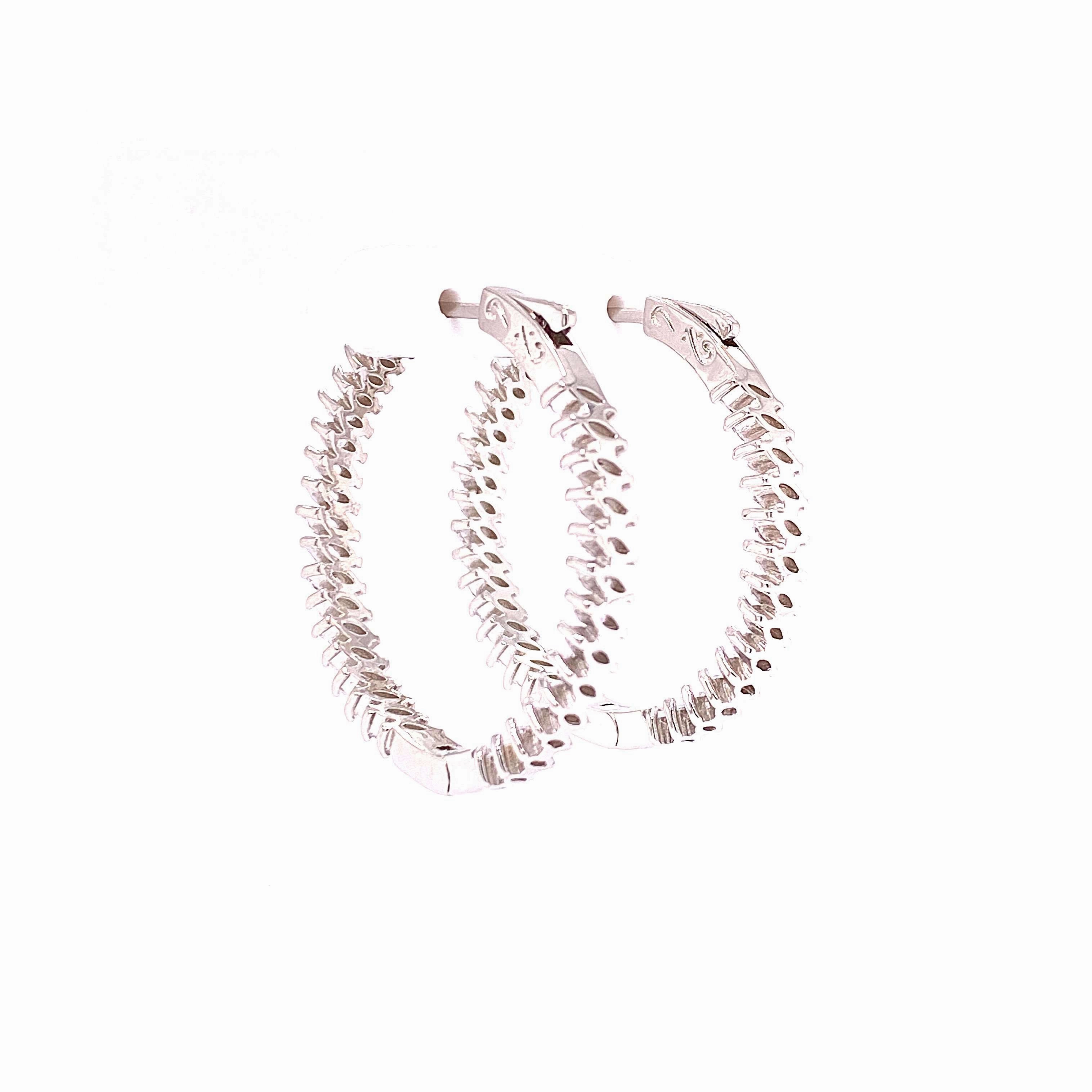 Large Hoop Earrings With Marquise Stone Design