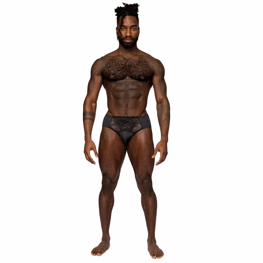 Male Power Sheer Sassy Lace Solid Pouch Bikini Brief