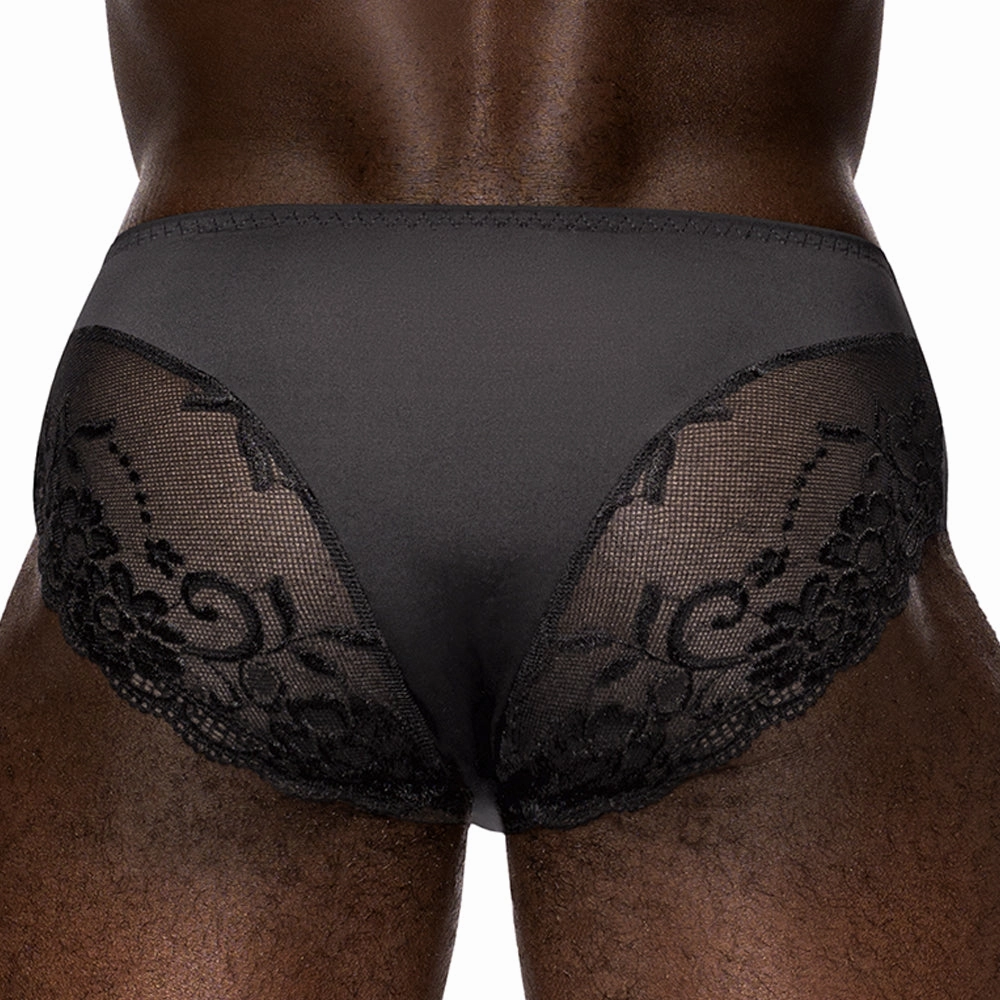 Male Power Sheer Sassy Lace Solid Pouch Bikini Brief
