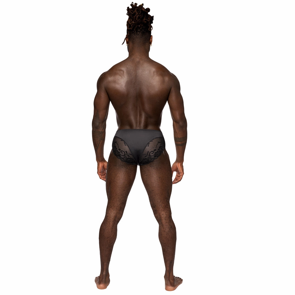 Male Power Sheer Sassy Lace Solid Pouch Bikini Brief