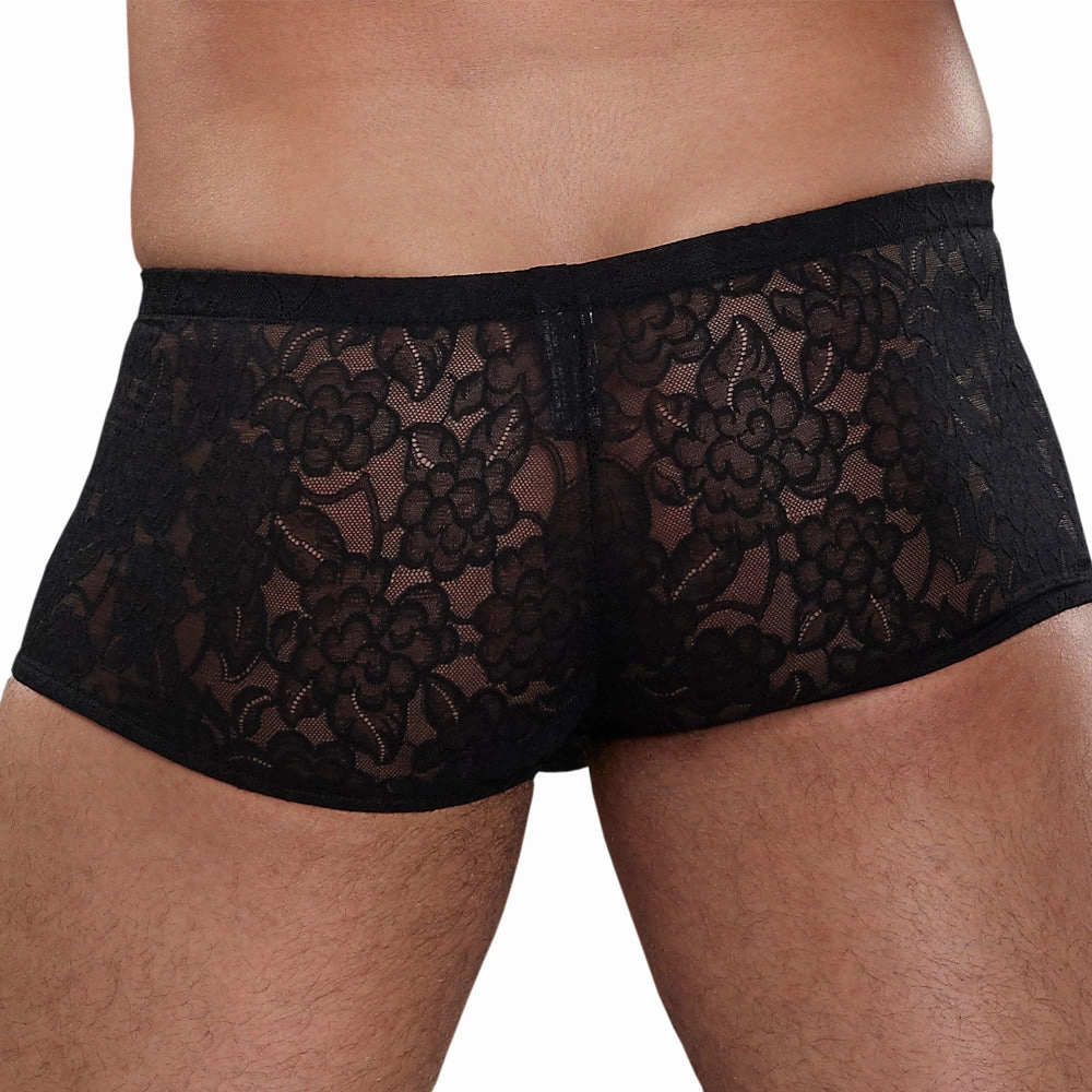Male Power Stretch Lace Mini Short