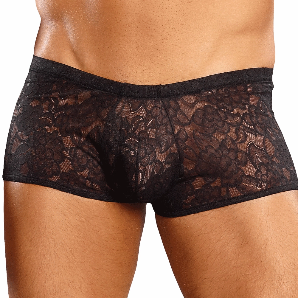 Male Power Stretch Lace Mini Short