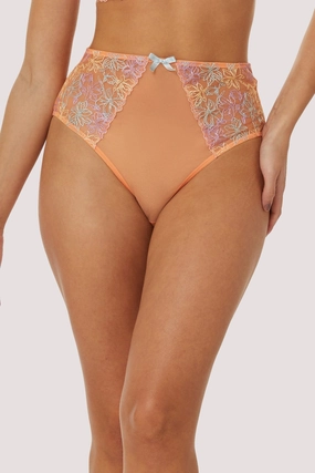 Naomi Orange Floral Embroidered High Waisted Brief