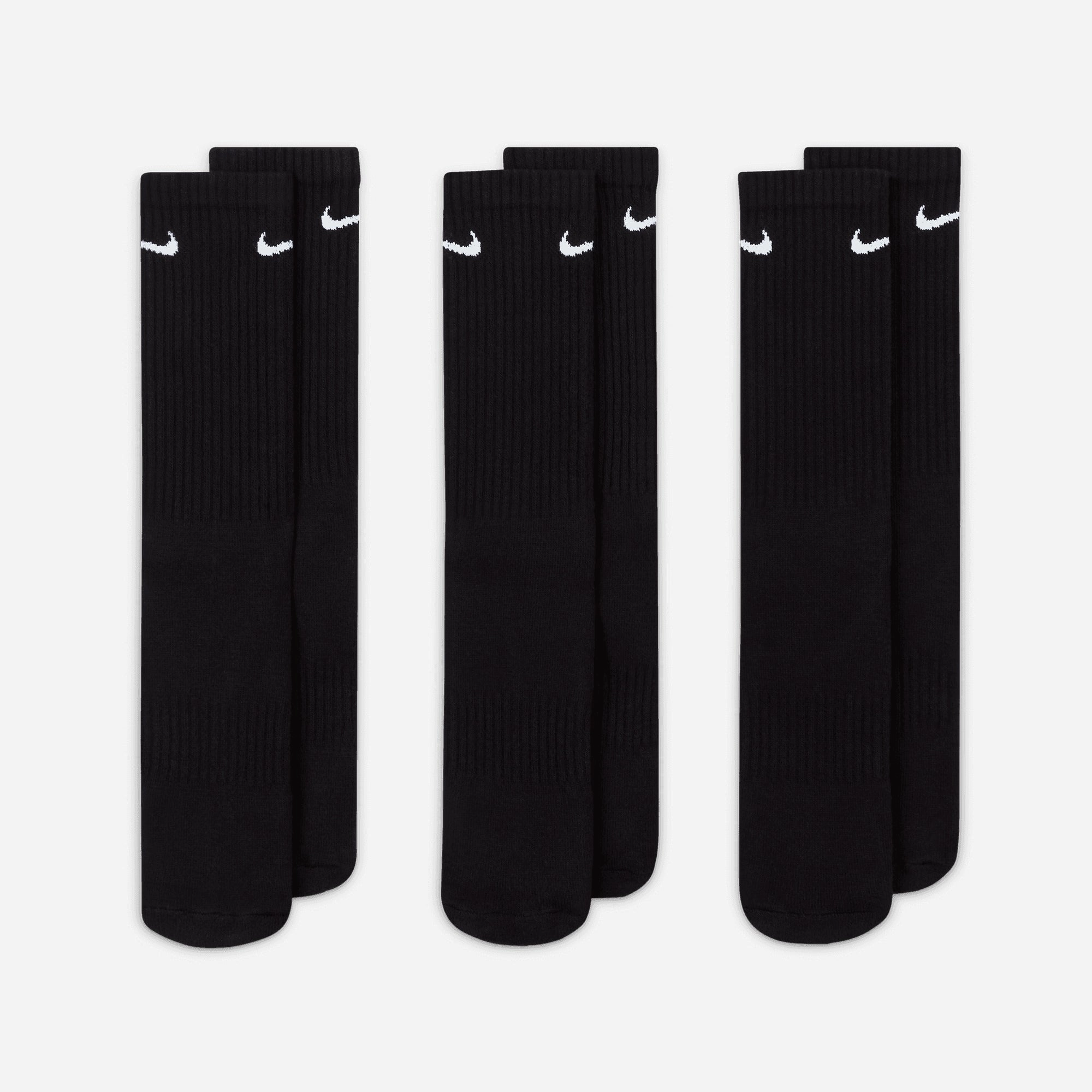 NIKE | EVERYDAY CUSHIONED TRAINING CREW SOCKS { BLACK/WHITE