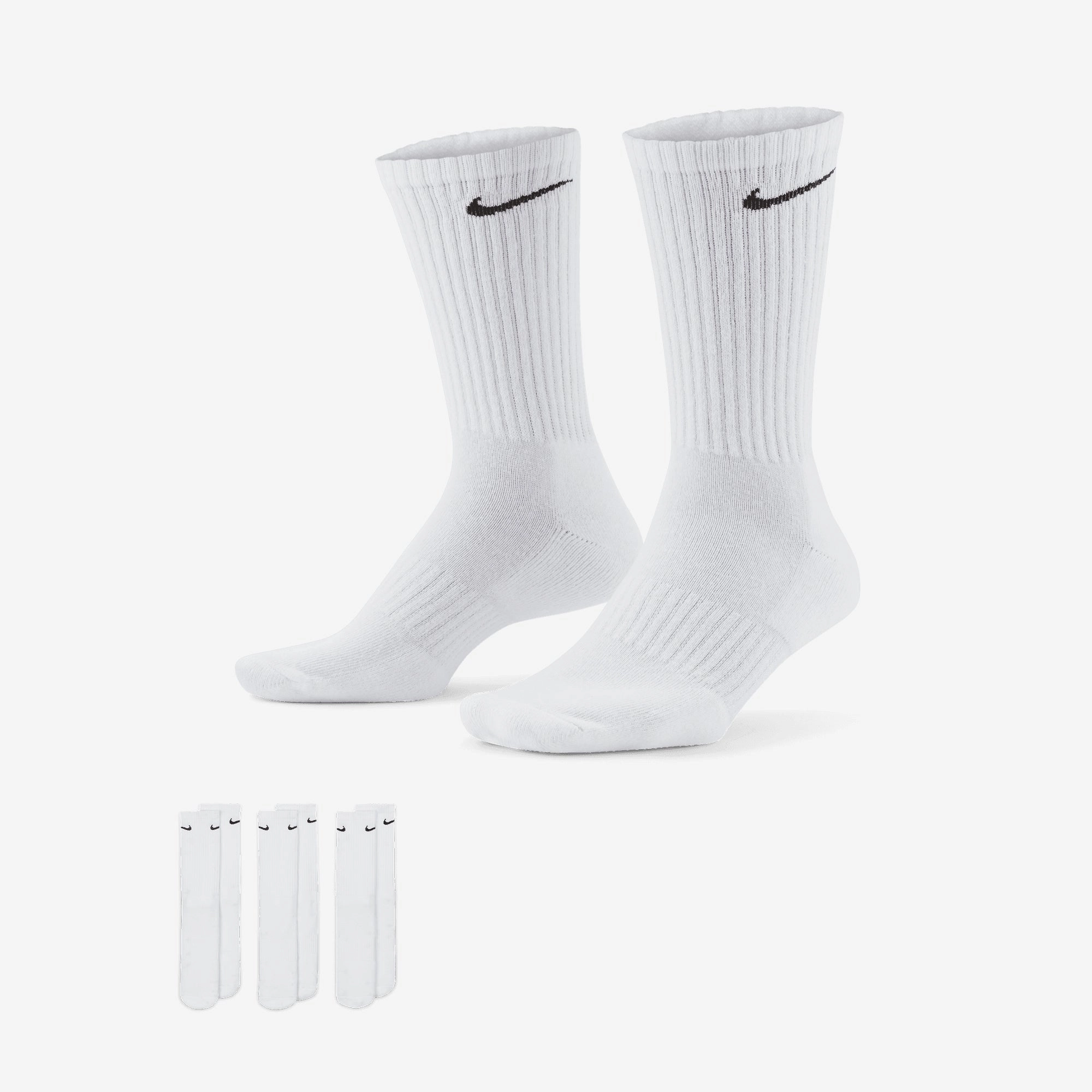 NIKE | EVERYDAY CUSHIONED TRAINING CREW SOCKS { WHITE/BLACK