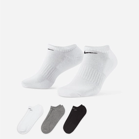 NIKE | EVERYDAY CUSHIONED TRAINING NO-SHOW SOCKS { GREY/WHITE/BLACK