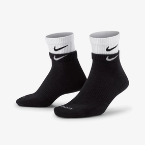 NIKE | EVERYDAY PLUS CUSHIONED TRAINING ANKLE SOCKS { BLACK/WHITE/BLACK