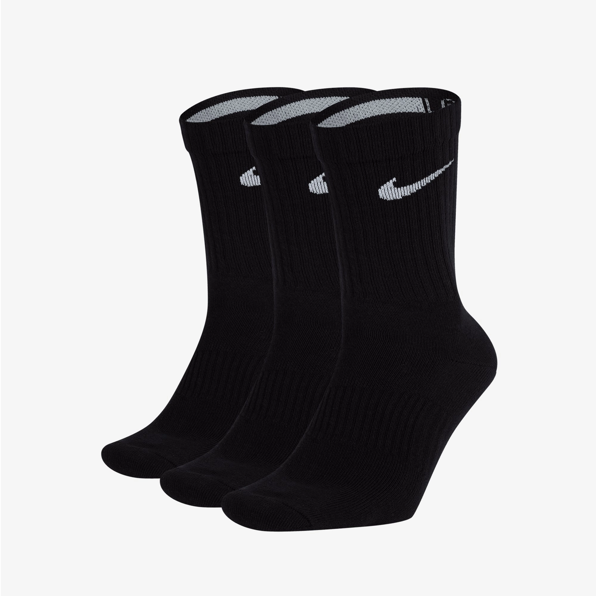 NIKE | PERFORMANCE LIGHTWEIGHT TRAINING CREW SOCKS (3 PAIRS) { BLACK/WHITE