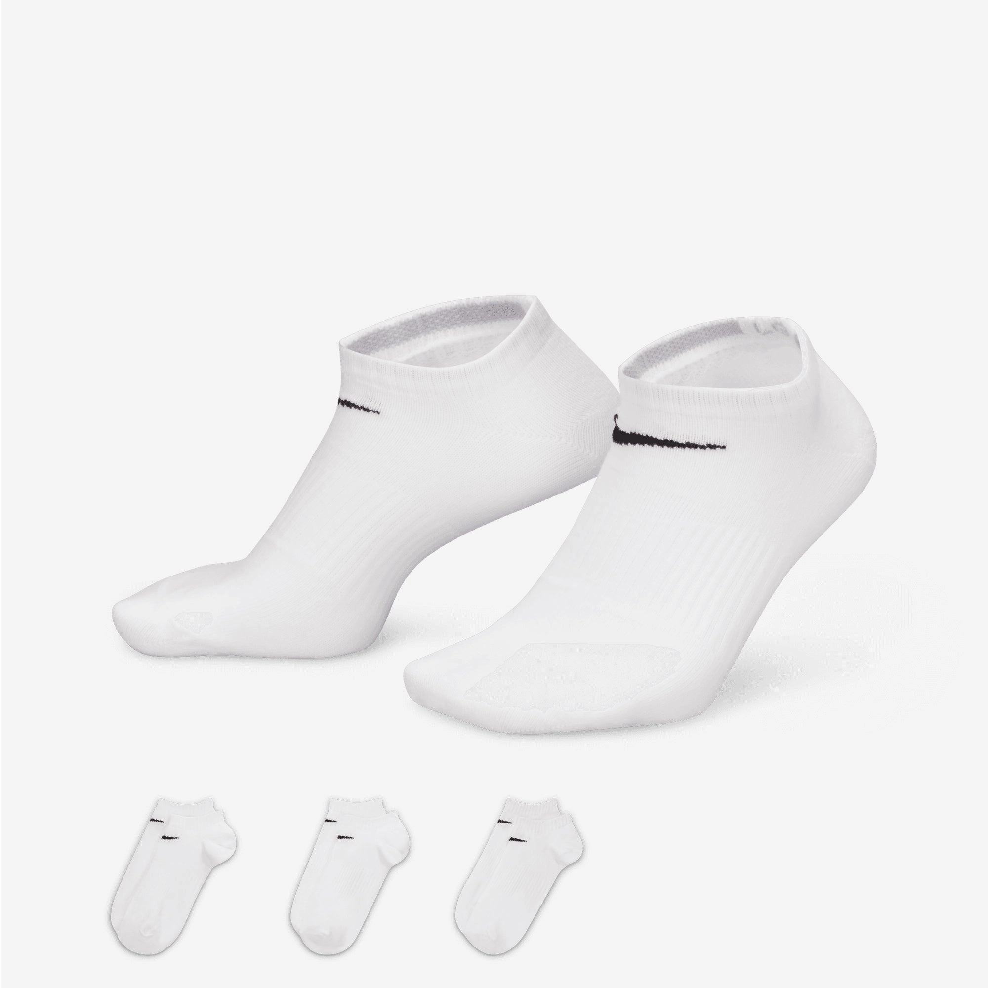 NIKE | PERFORMANCE LIGHTWEIGHT TRAINING NO-SHOW SOCKS (3 PAIRS) { WHITE/WHITE