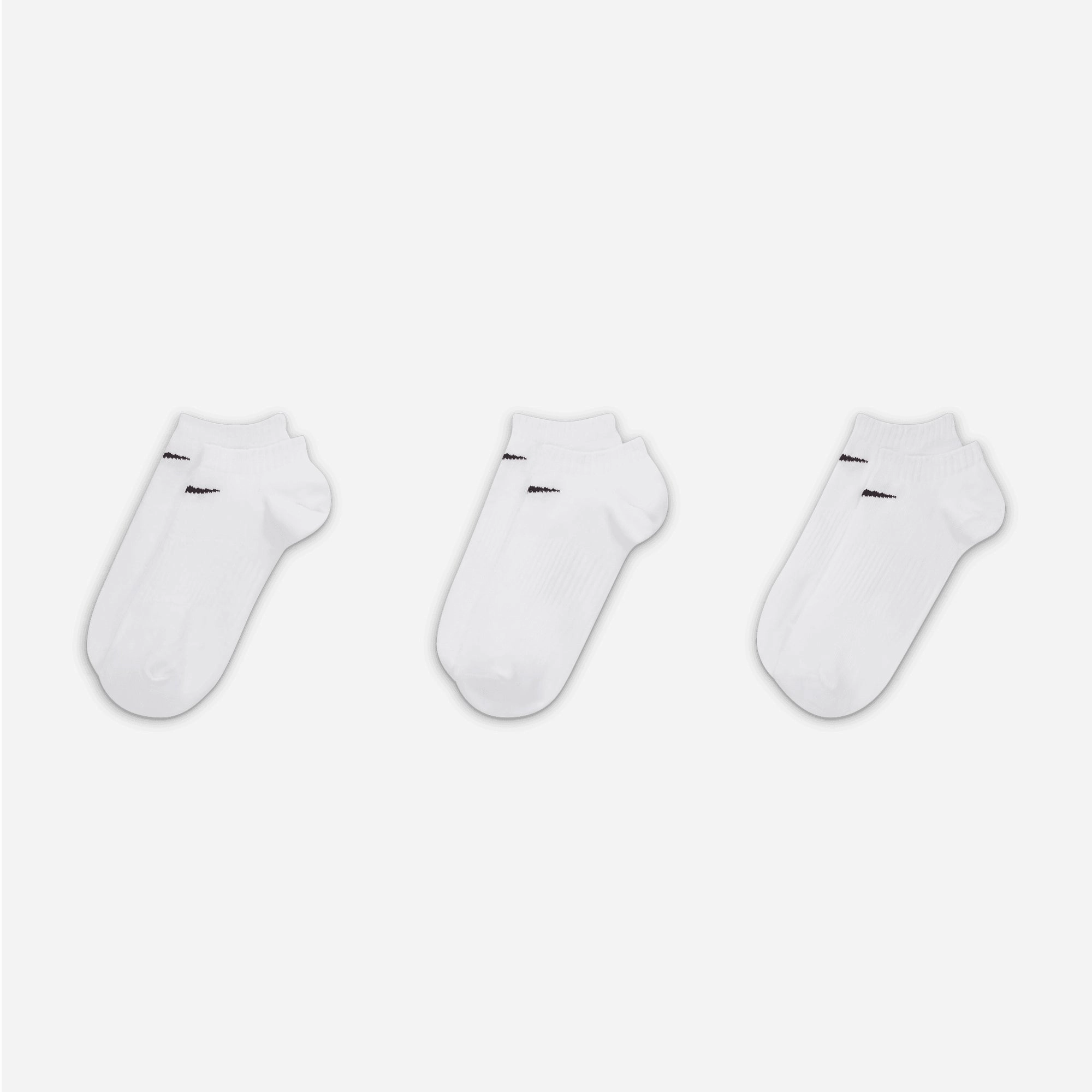 NIKE | PERFORMANCE LIGHTWEIGHT TRAINING NO-SHOW SOCKS (3 PAIRS) { WHITE/WHITE
