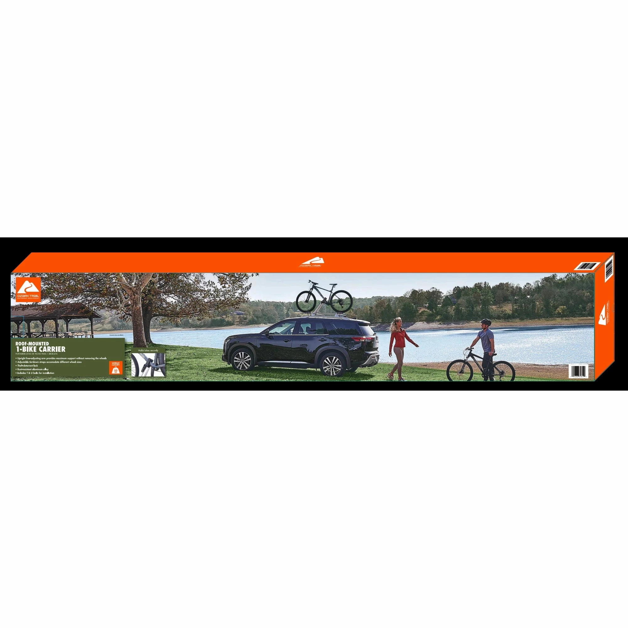Ozark Trail 36300493 1-Bicycle Aluminum Rooftop Bike Rack Mount with 33lbs Load Capacity