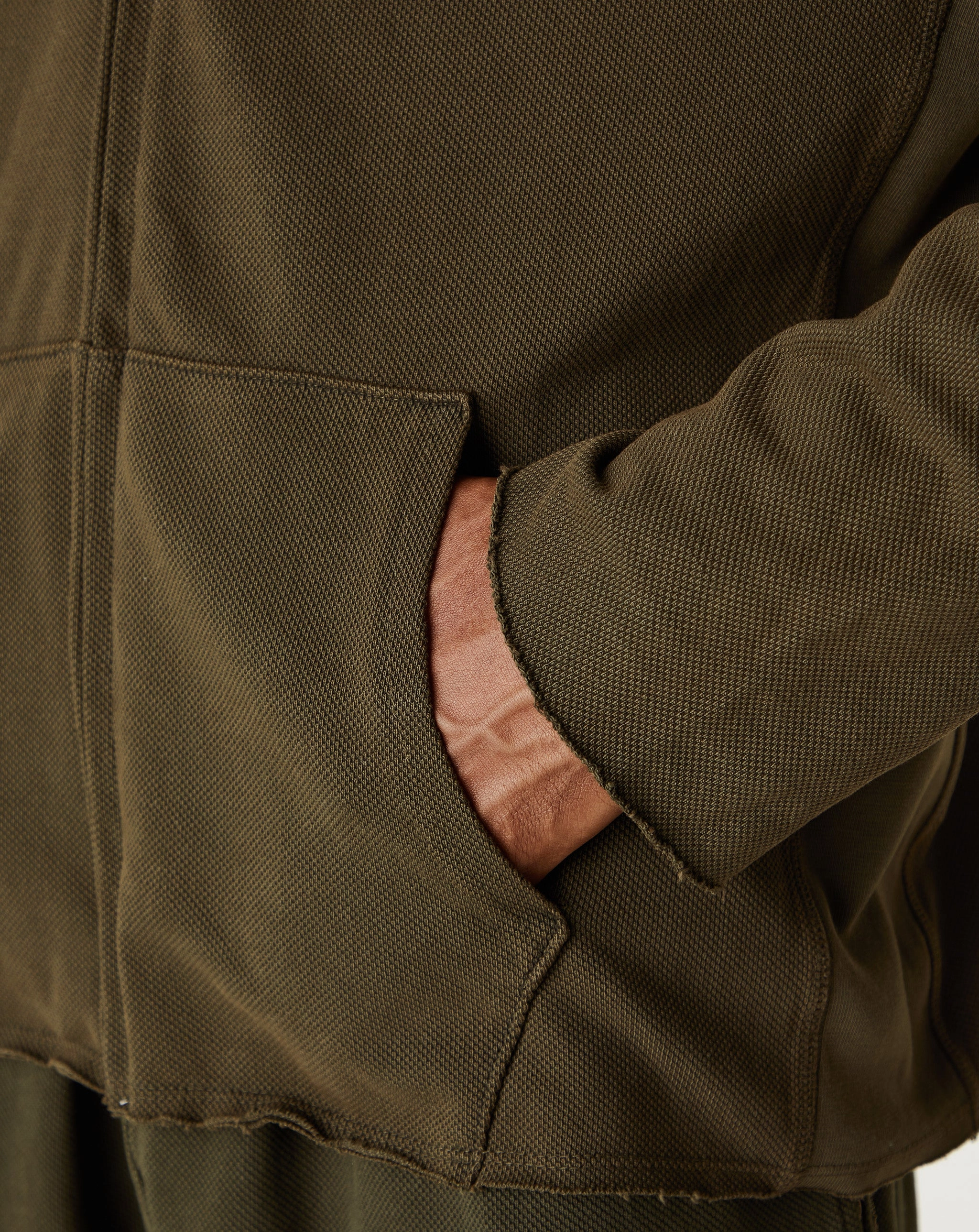 Pique Raw Zip Hoodie