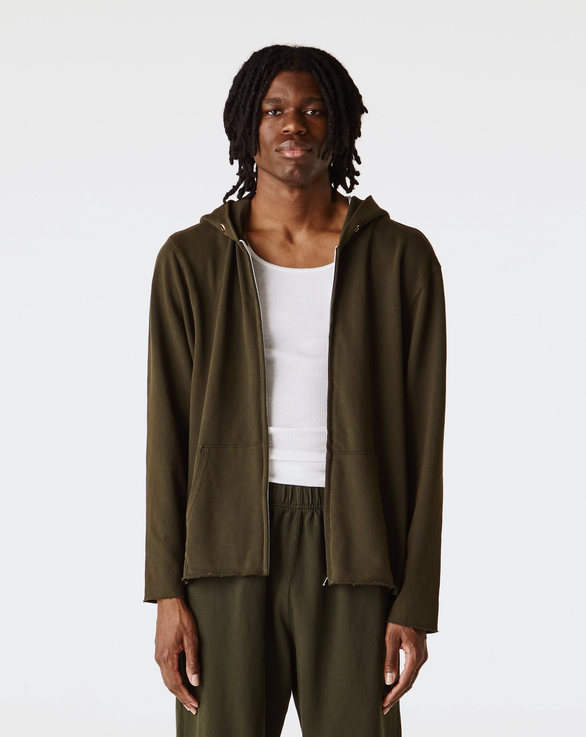 Pique Raw Zip Hoodie