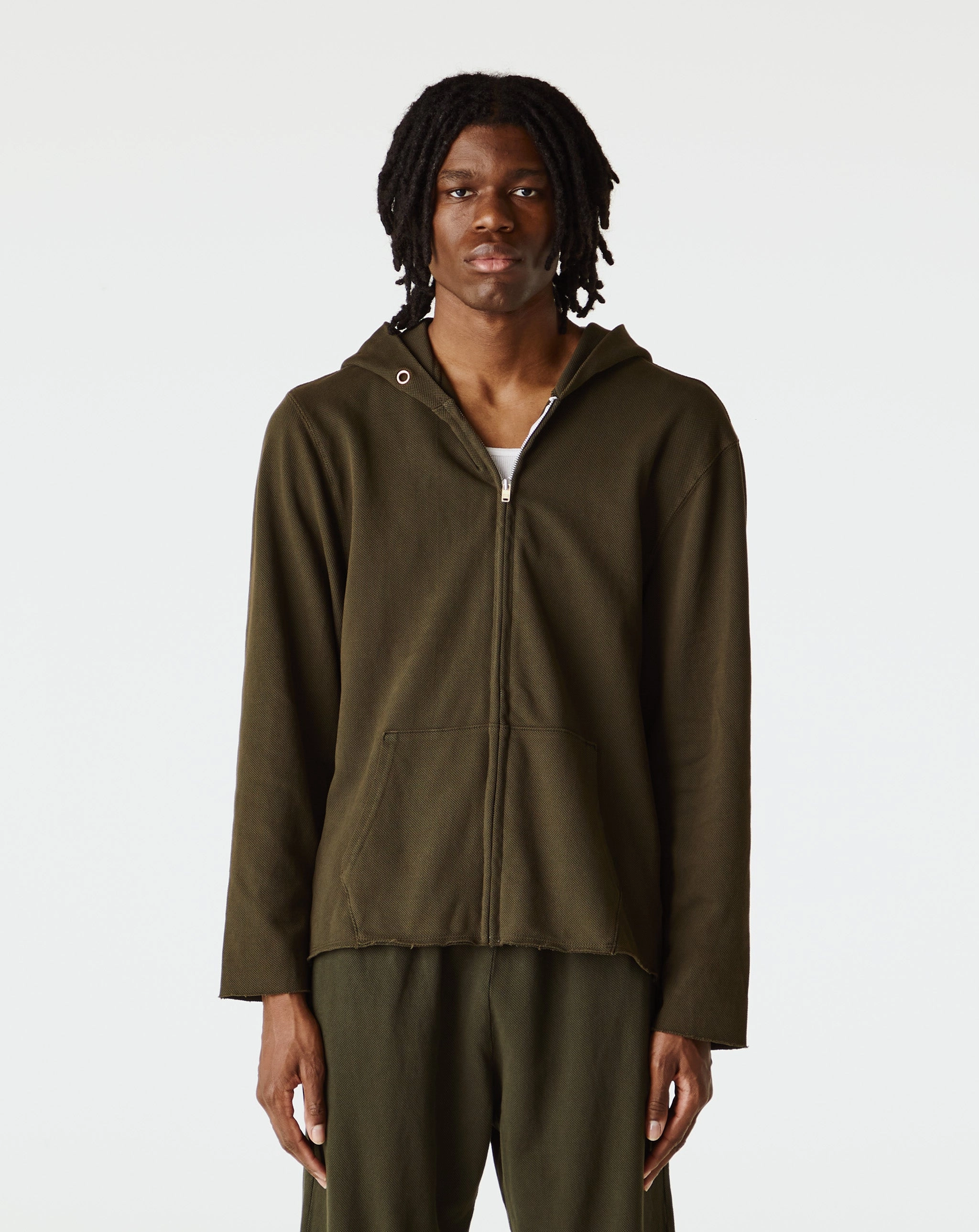Pique Raw Zip Hoodie