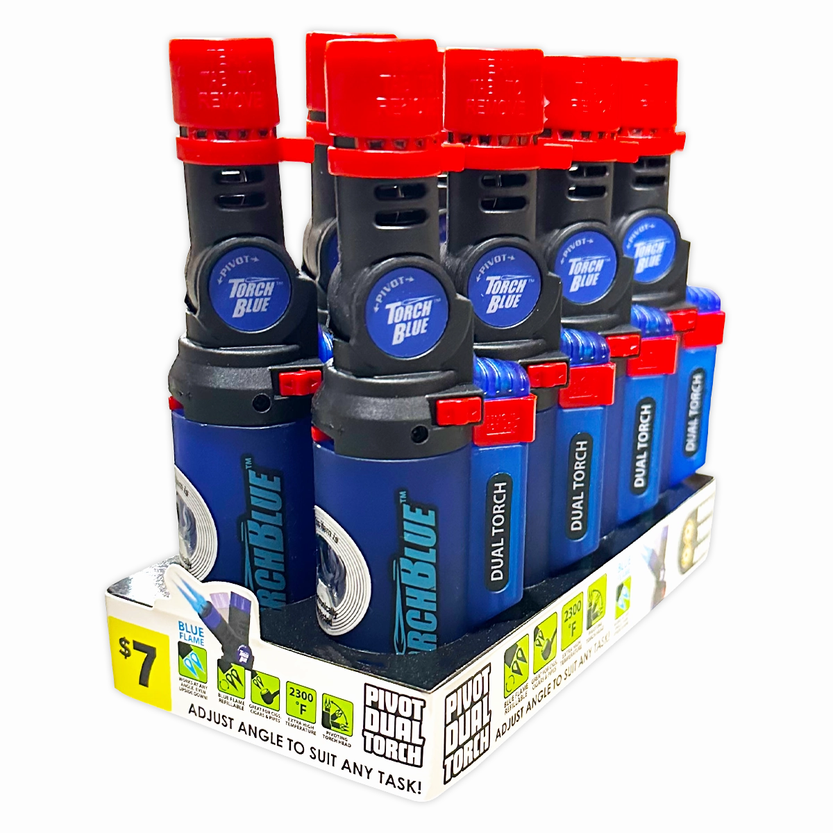 Pivot Head XXL Dual Torch Lighter - 8 Pieces Per Retail Ready Display 41404