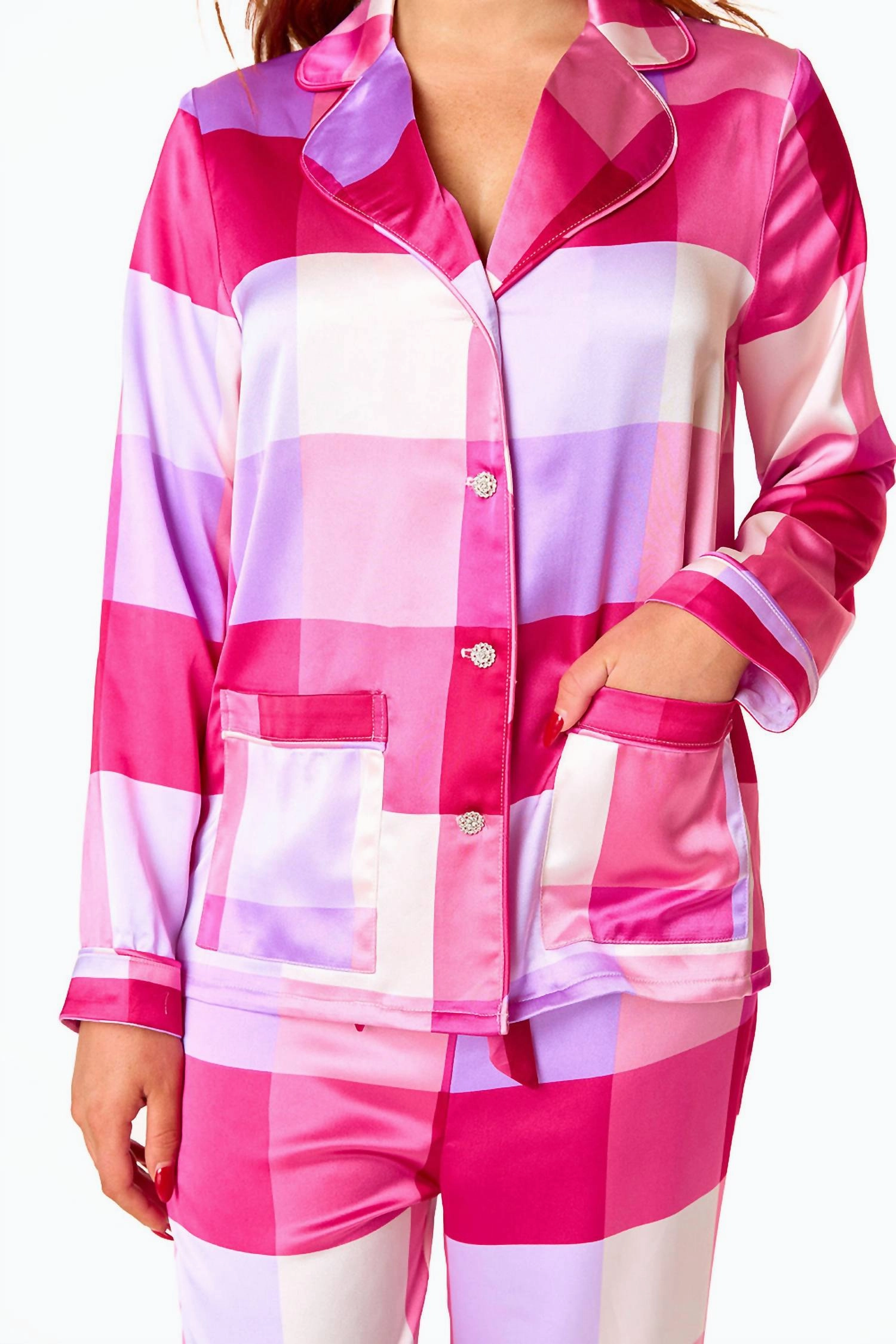 Ripley Pajama Top In Pink Plaid