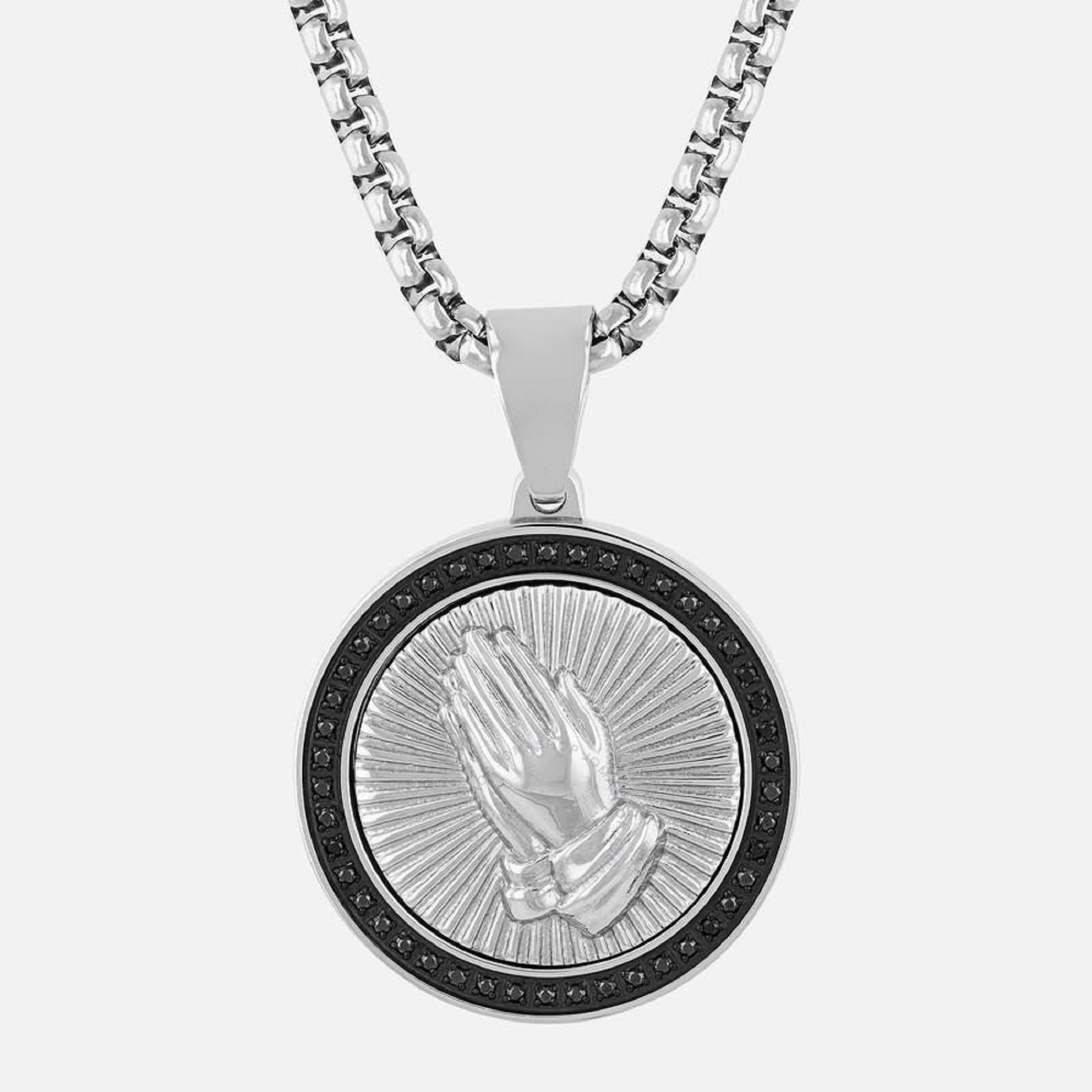 ROBERT ALTON TS18338 1/4CTW Black Diamond Stainless Steel with Black Finish Medallion Pendant