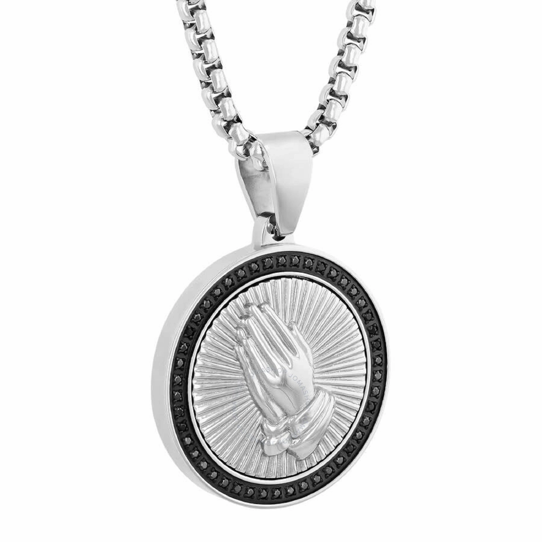 ROBERT ALTON TS18338 1/4CTW Black Diamond Stainless Steel with Black Finish Medallion Pendant