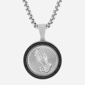 ROBERT ALTON TS18338 1/4CTW Black Diamond Stainless Steel with Black Finish Medallion Pendant