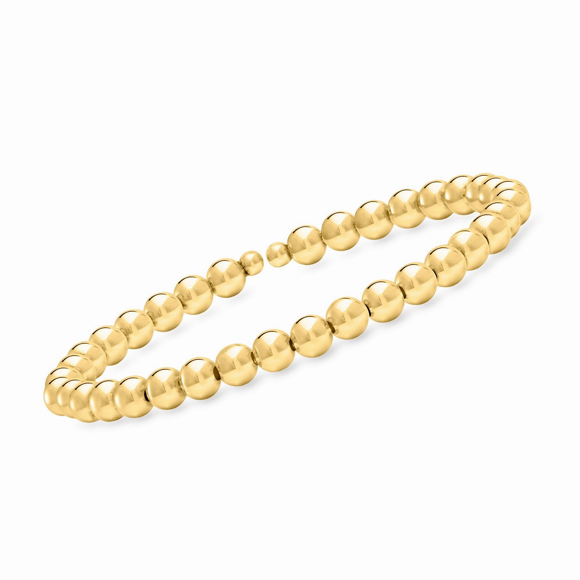 Ross-Simons Italian 5mm 14kt Yellow Gold Bead Flex Cuff Bracelet