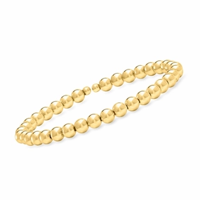 Ross-Simons Italian 5mm 14kt Yellow Gold Bead Flex Cuff Bracelet