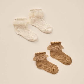 Ruffle Socks - Ivory / Golden - FINAL SALE