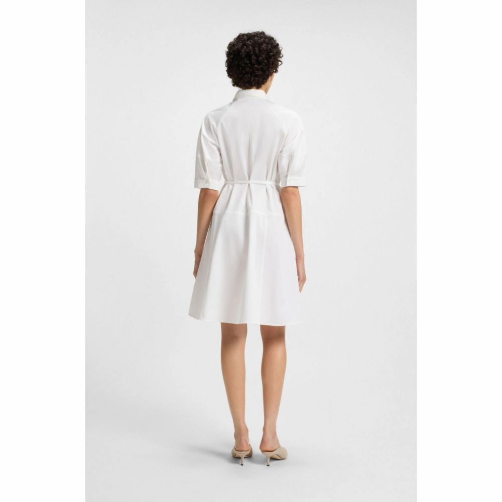Shirt dress in stretch cotton with half placket