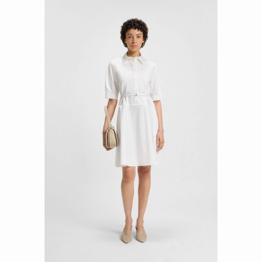 Shirt dress in stretch cotton with half placket