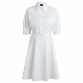Shirt dress in stretch cotton with half placket