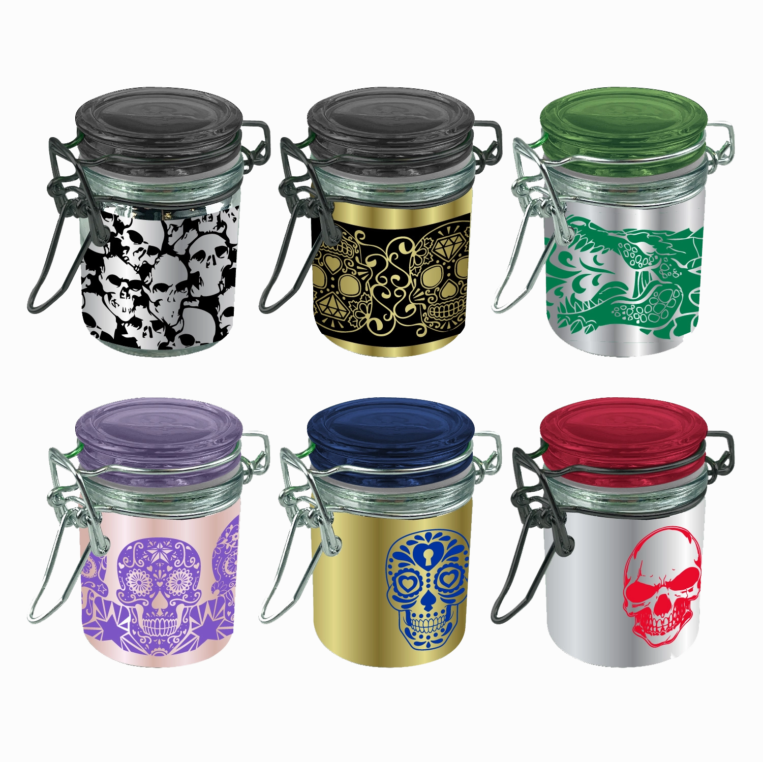 Smell Proof Glass Storage Jar with Hinged Lid- 6 Pieces Per Retail Ready Display 23533