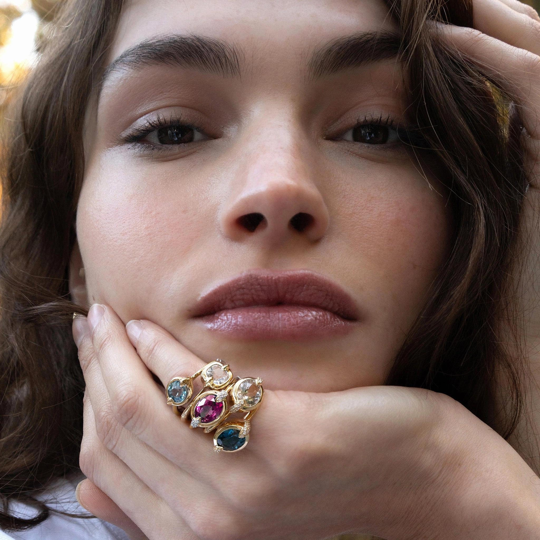 Special Edition Deep Set Points North Ring with Pink Cuprian Tourmaline and Diamonds