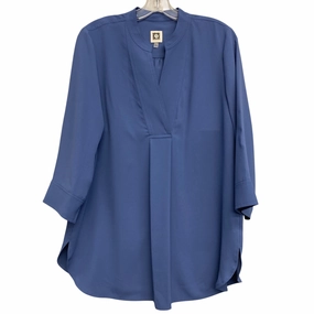 Top 3/4 Sleeve By Anne Klein In Blue, Size:M