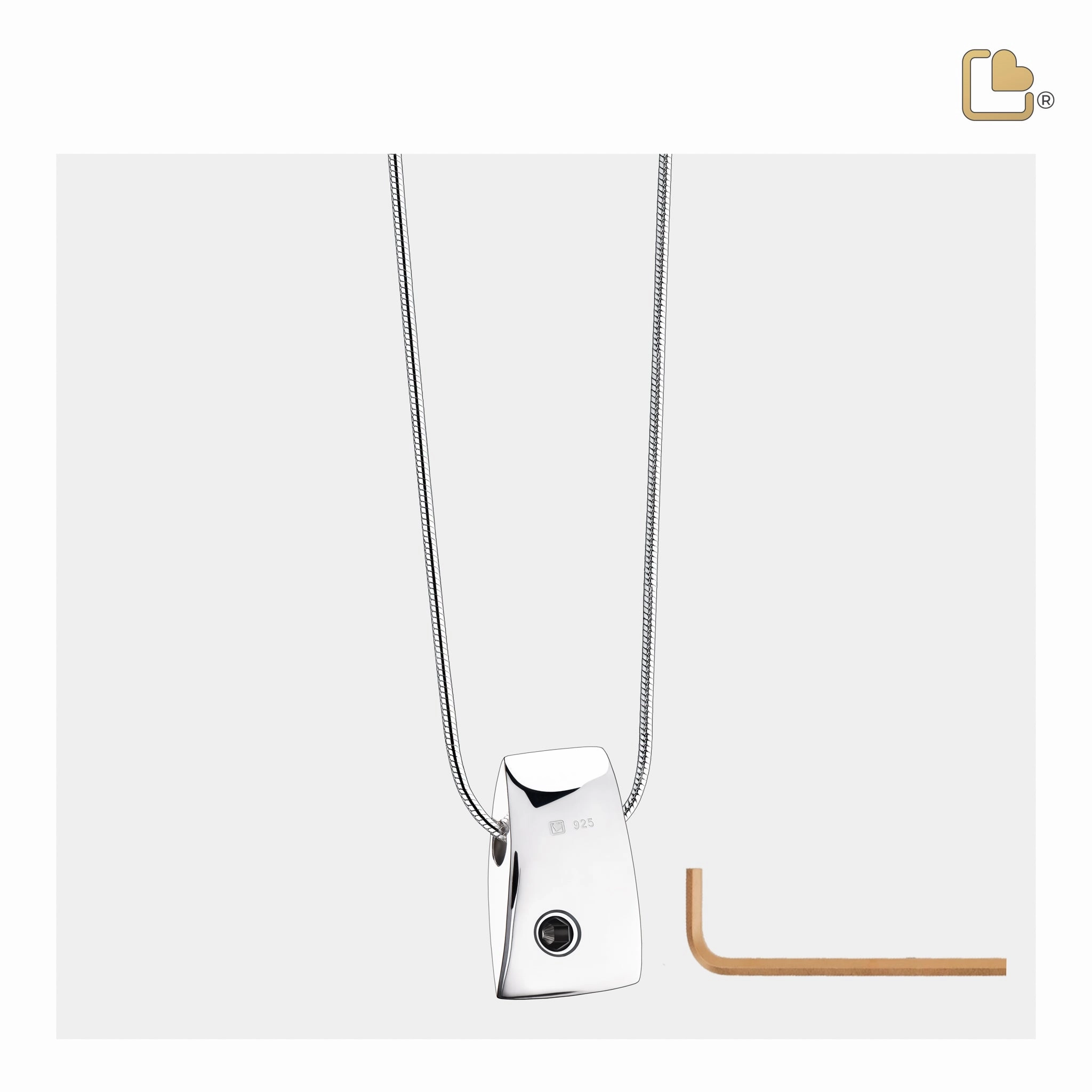 Tribute Rhodium Plated Two Tone Sterling Silver Cremation Pendant