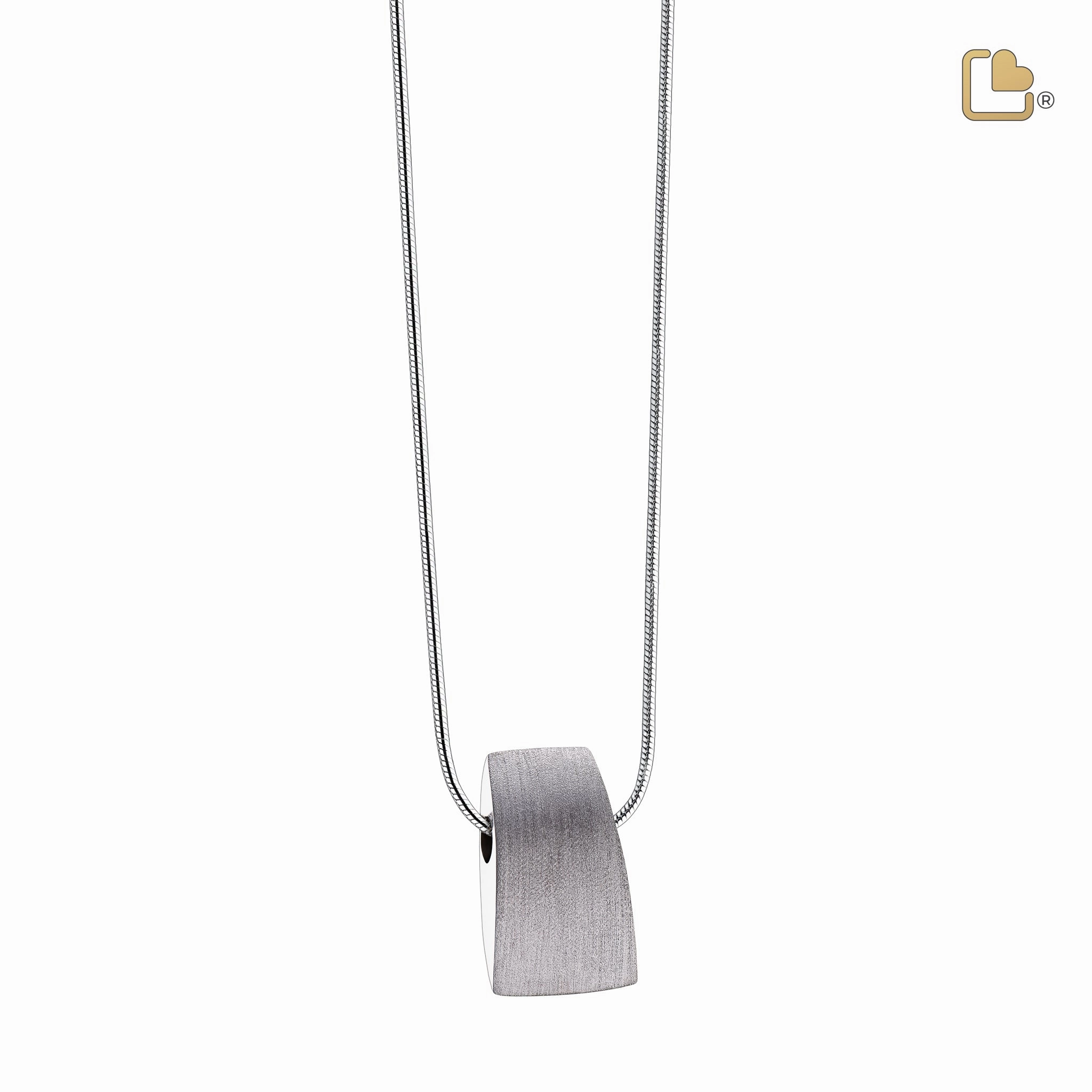 Tribute Rhodium Plated Two Tone Sterling Silver Cremation Pendant