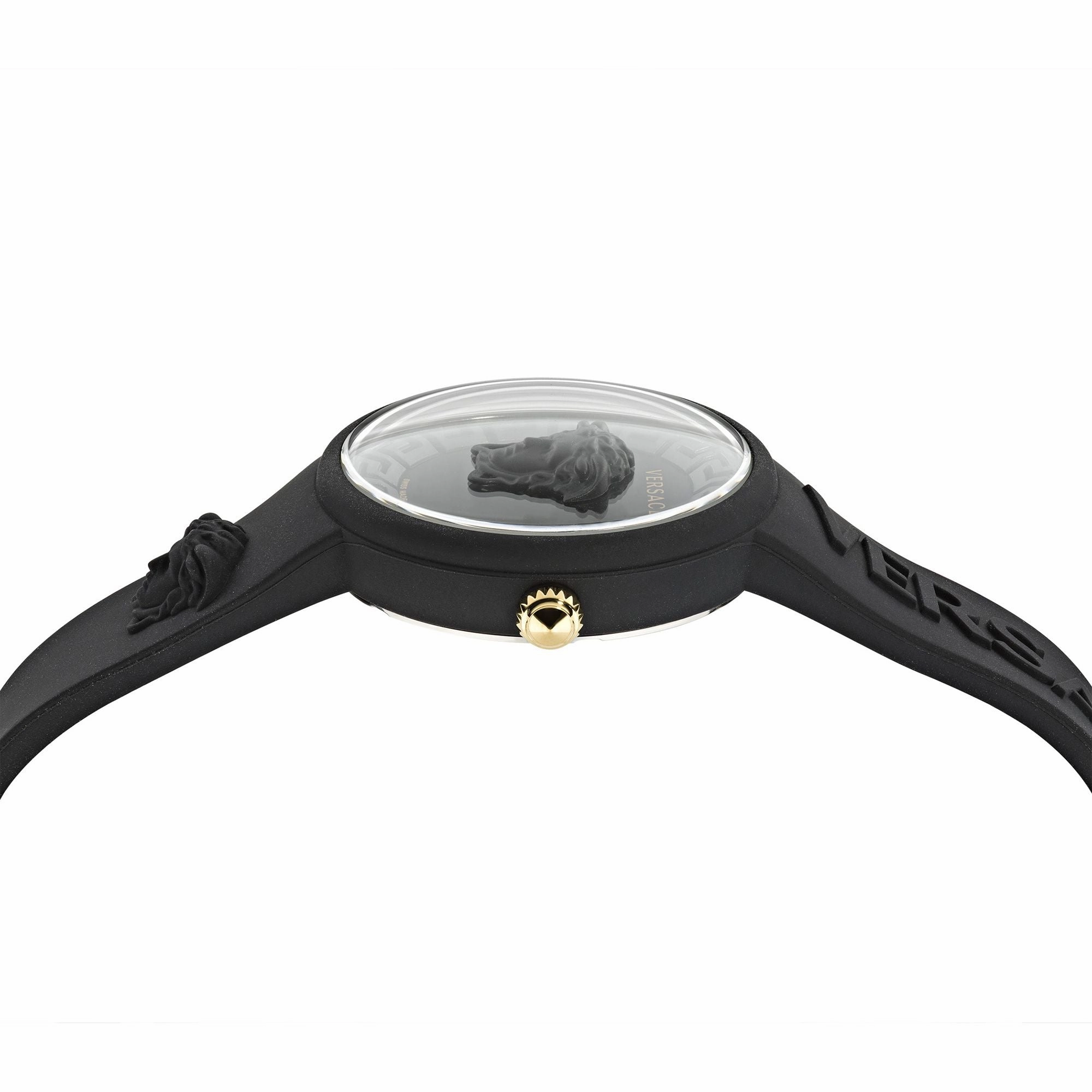 Versace VE6G00223 Medusa Pop Black Silicone Strap Watch and Medusa Head Silicone Pouch, 39mm