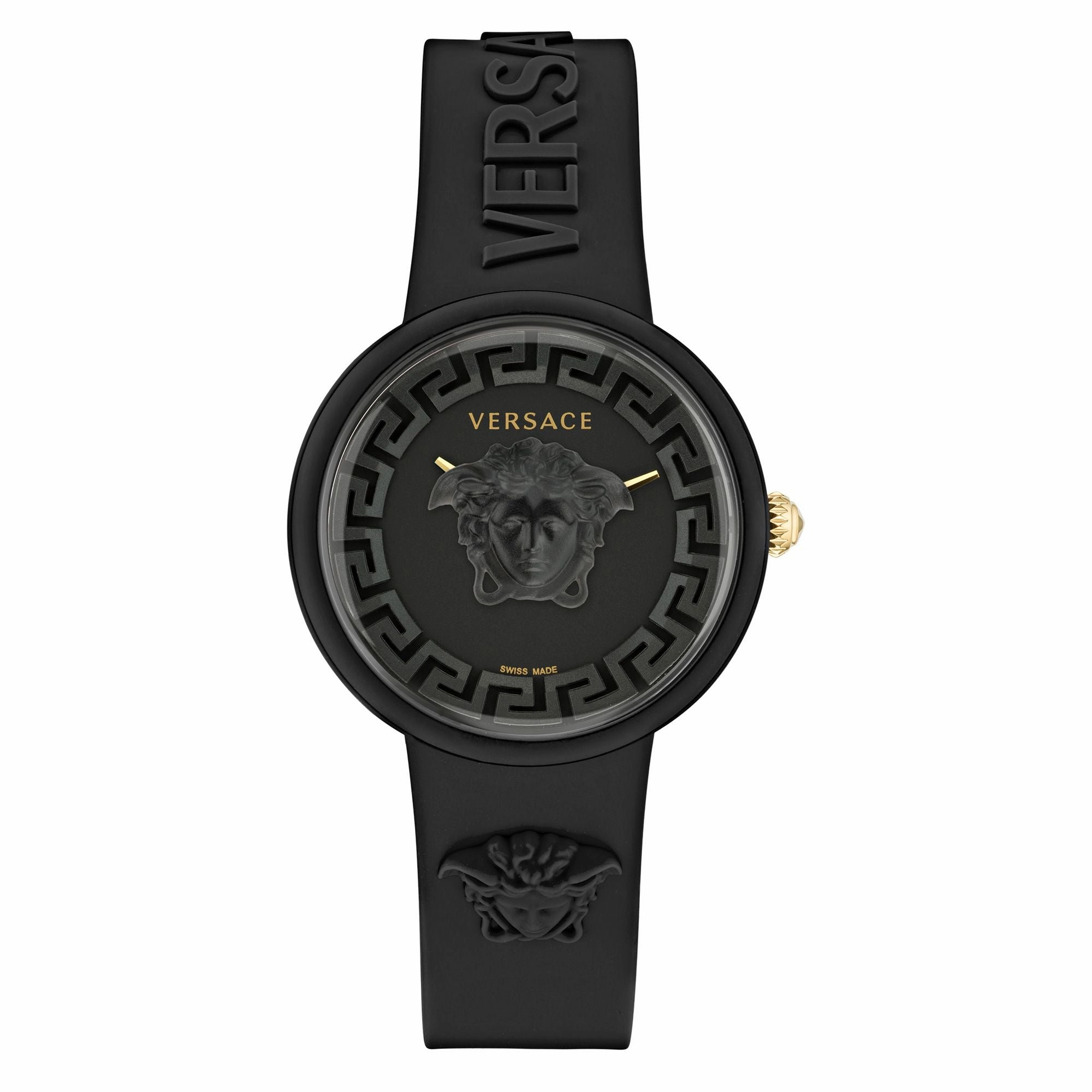 Versace VE6G00223 Medusa Pop Black Silicone Strap Watch and Medusa Head Silicone Pouch, 39mm