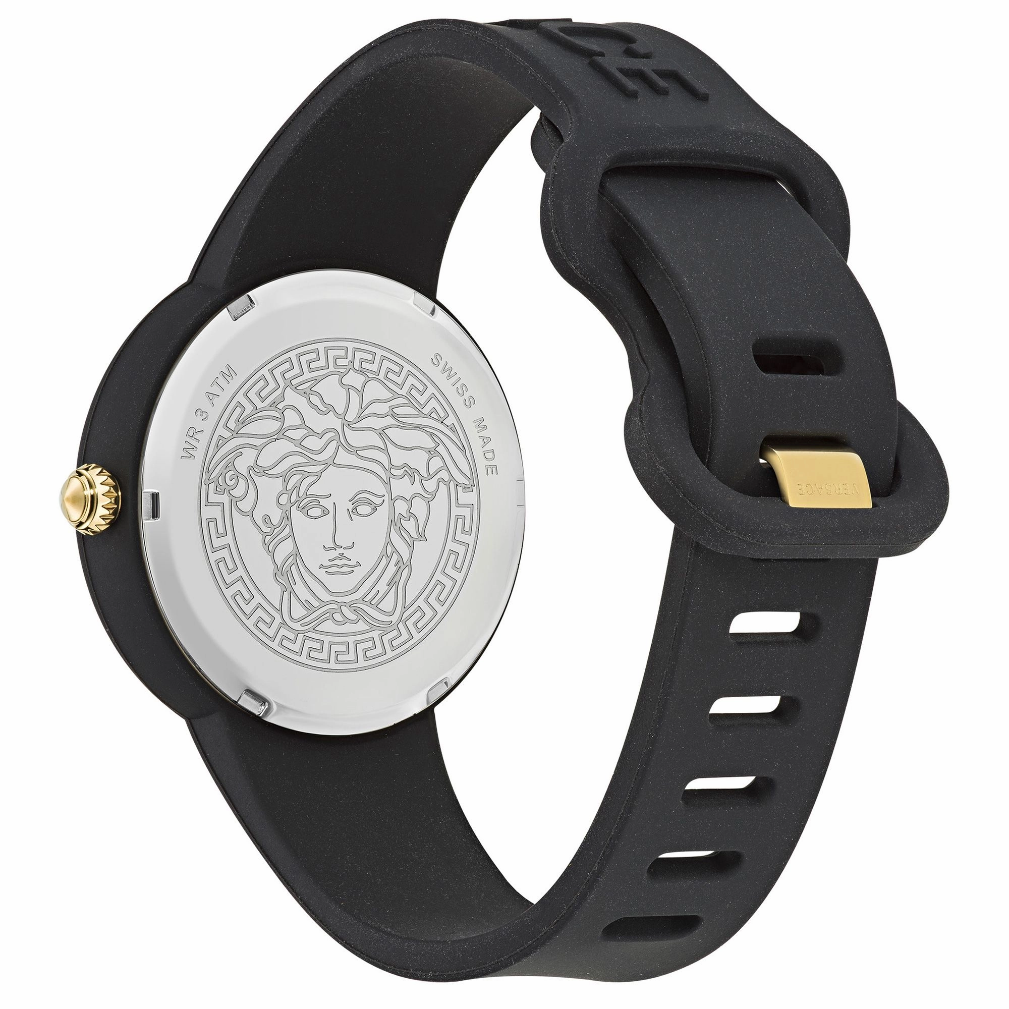 Versace VE6G00223 Medusa Pop Black Silicone Strap Watch and Medusa Head Silicone Pouch, 39mm
