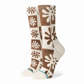 Women's Crew Socks - Flower Girl - Off White